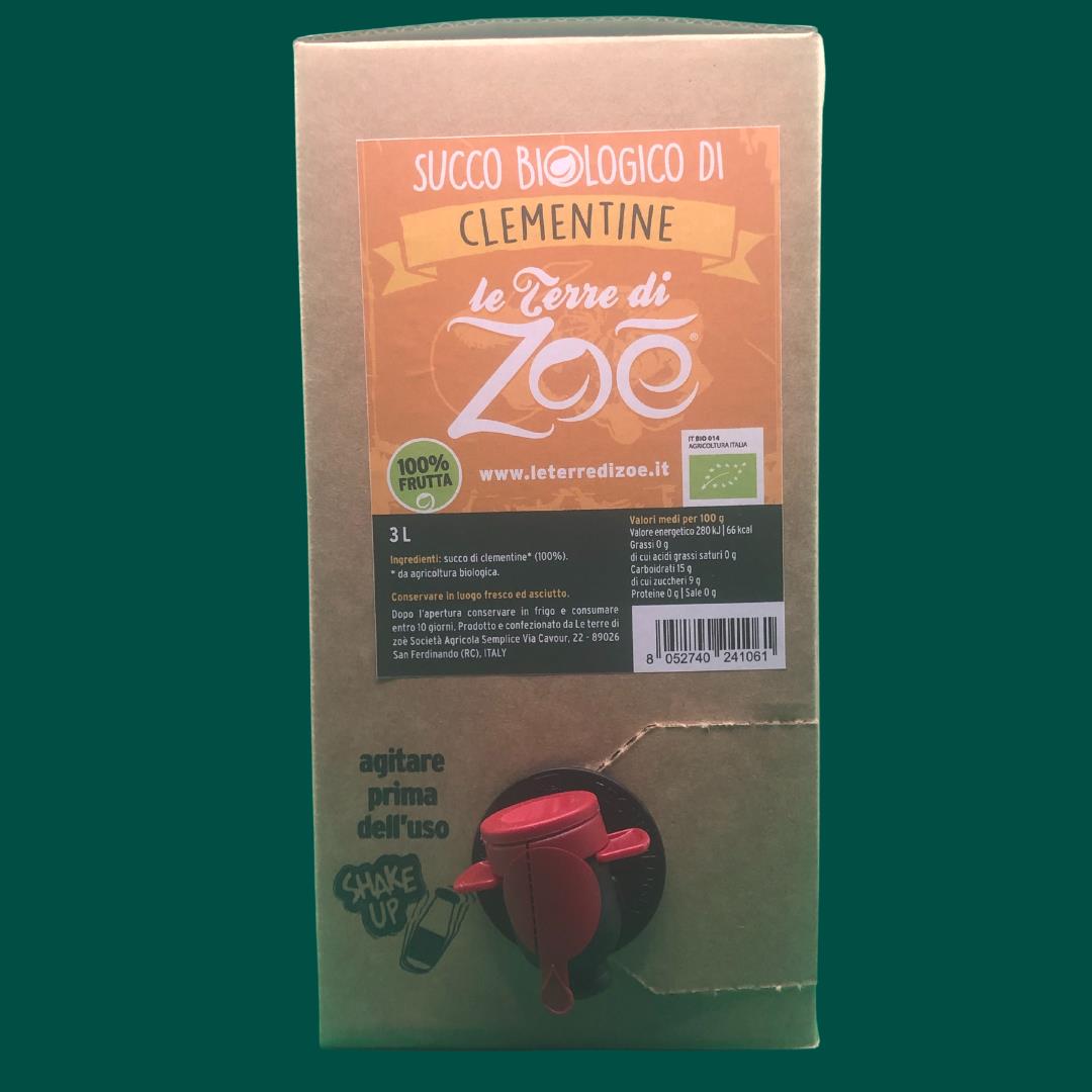 Zumo de Clementine 100% Organica Italiano Bag in Box 3L Le terre di zoè